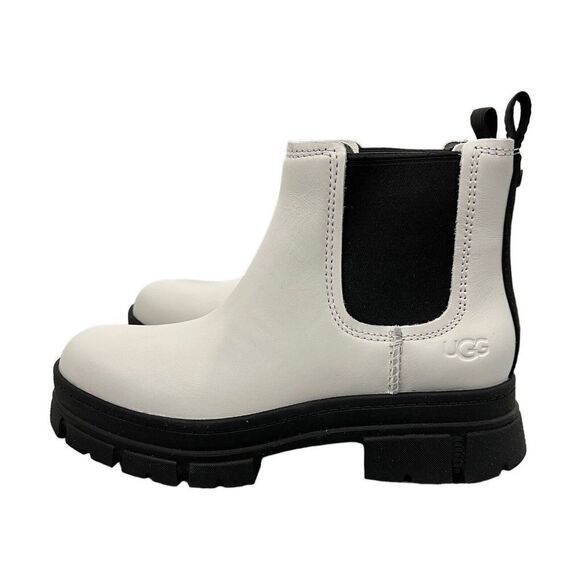 UGG BOOTS WOMEN'S 8 WHITE‎ LEATHER ASHTON CHELSEA  Waterproof Pull-on - Picture 5 of 11
